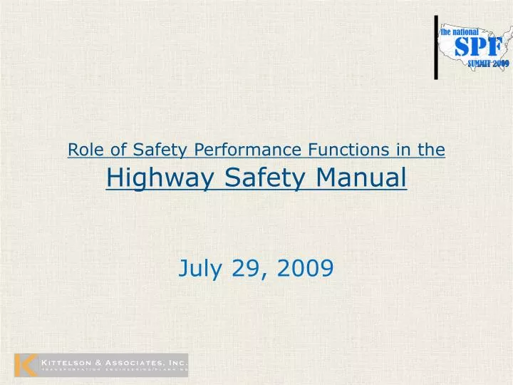 role of safety performance functions in the highway safety manual