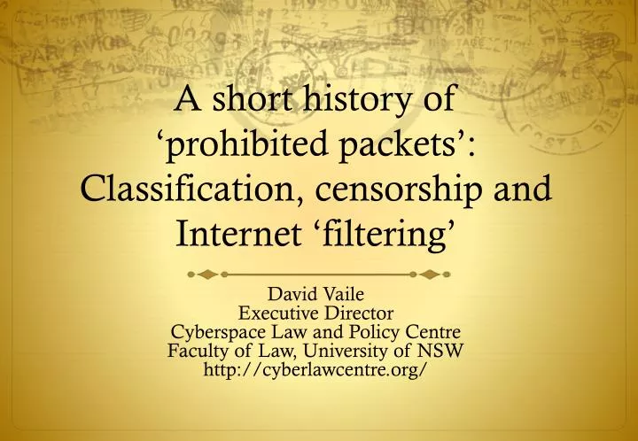 a short history of prohibited packets classification censorship and internet filtering