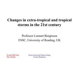 Changes in extra-tropical and tropical storms in the 21st century
