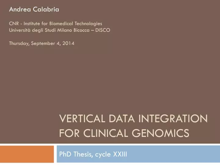 vertical data integration for clinical genomics