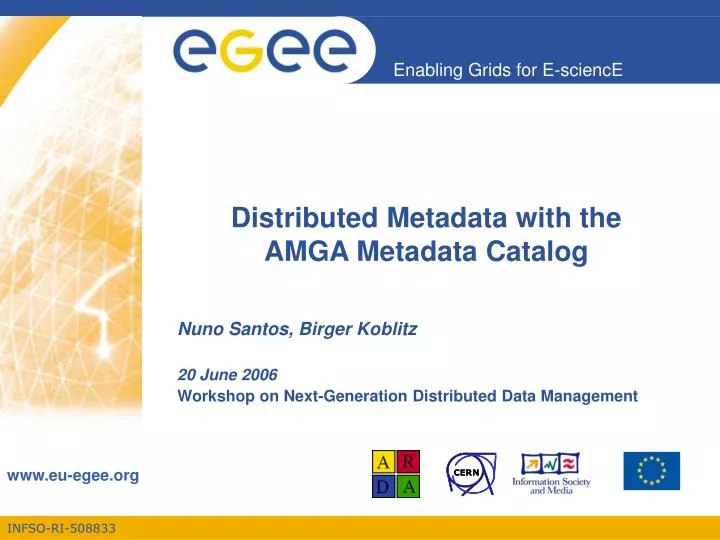 distributed metadata with the amga metadata catalog
