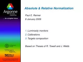 Absolute &amp; Relative Normalization