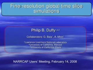 Fine-resolution global time slice simulations