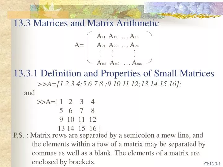 13 3 matrices and matrix arithmetic