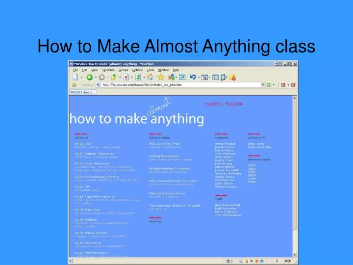 how to make almost anything class