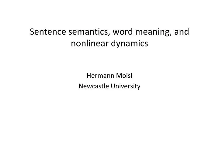 sentence semantics word meaning and nonlinear dynamics