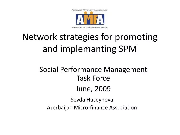 network strategies for promoting and implemanting spm