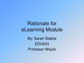 Rationale for eLearning Module