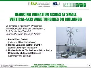 REDUCING VIBRATION ISSUES AT SMALL VERTICAL-AXIS WIND TURBINES ON BUILDINGS
