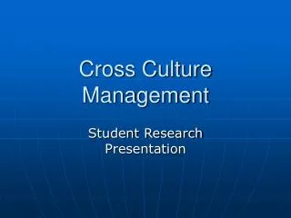Cross Culture Management