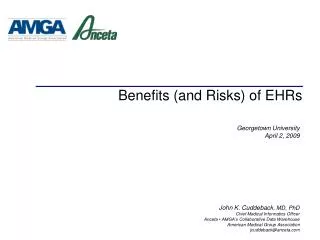 Benefits (and Risks) of EHRs
