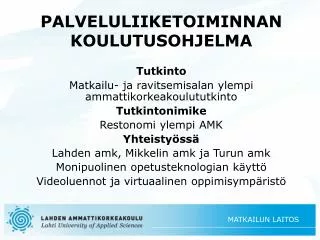 palveluliiketoiminnan koulutusohjelma
