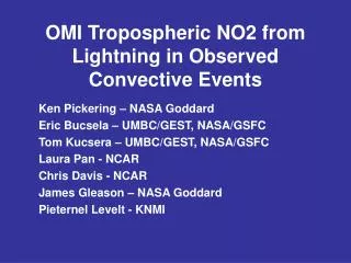 OMI Tropospheric NO2 from Lightning in Observed Convective Events
