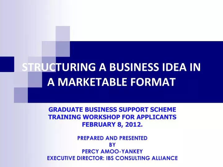 structuring a business idea in a marketable format