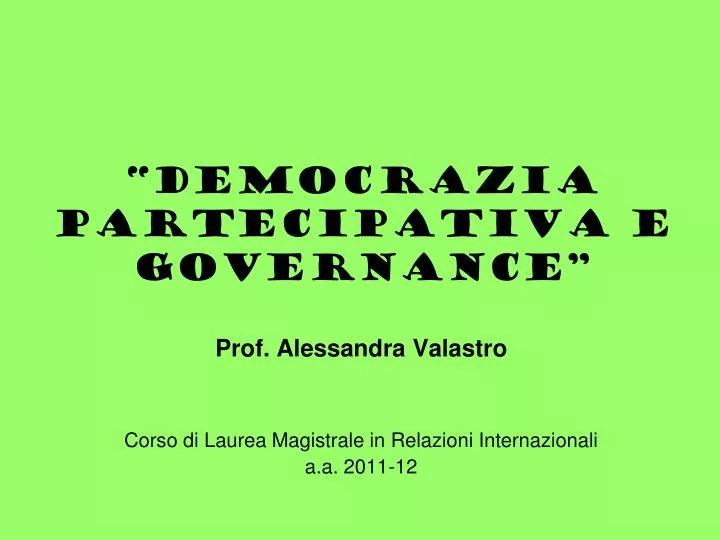 democrazia partecipativa e governance