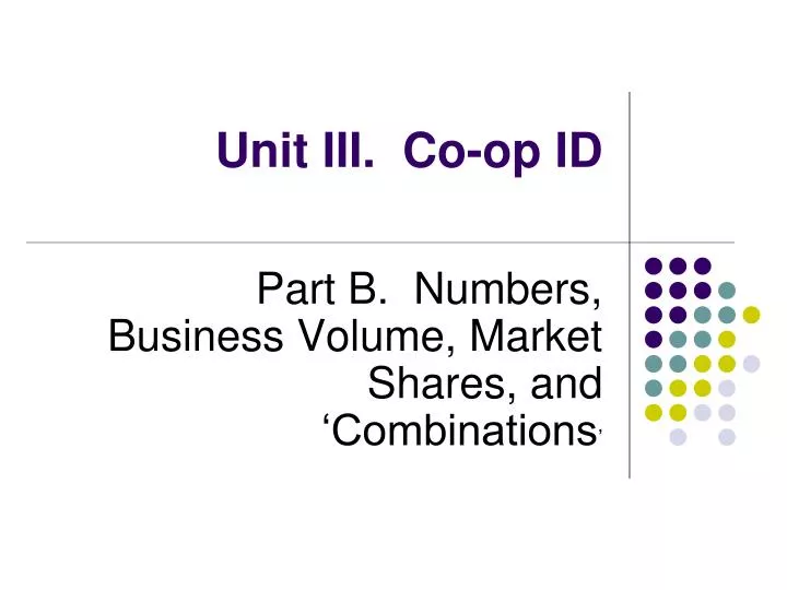 unit iii co op id