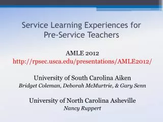 Service Learning Experiences for Pre-Service Teachers