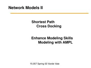 Network Models II