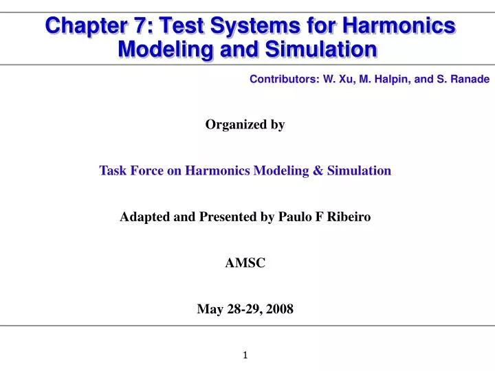 chapter 7 test systems for harmonics modeling and simulation
