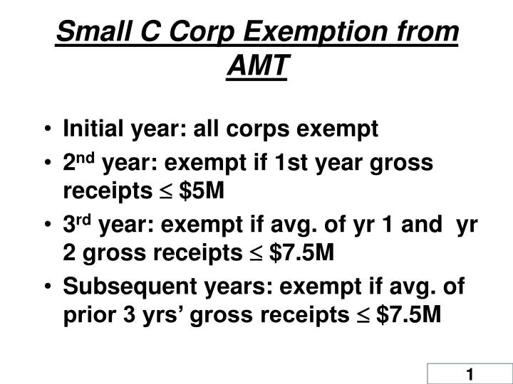 small c corp exemption from amt