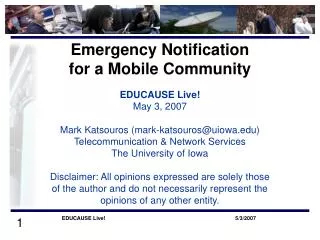 Emergency Notification for a Mobile Community