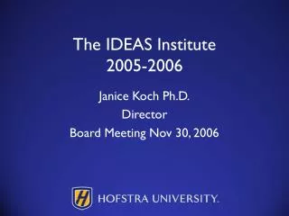 The IDEAS Institute 2005-2006