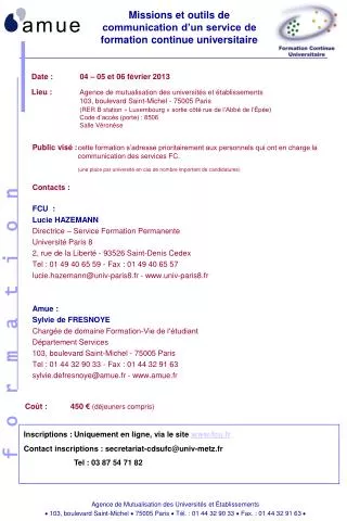 missions et outils de communication d un service de formation continue universitaire