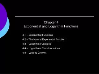 Chapter 4 Exponential and Logarithm Functions
