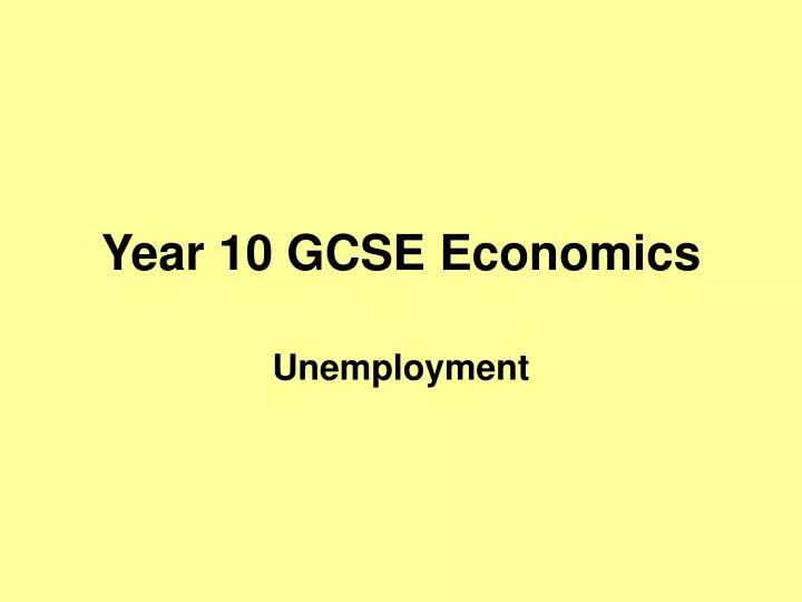 year 10 gcse economics