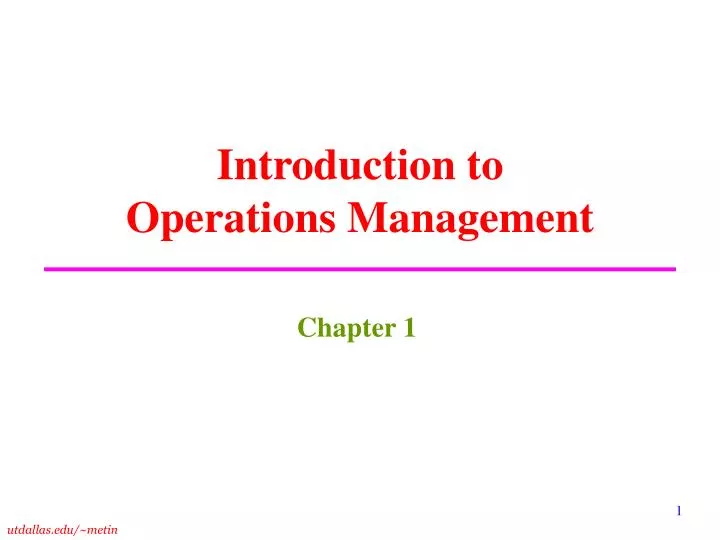 introduction to operations management