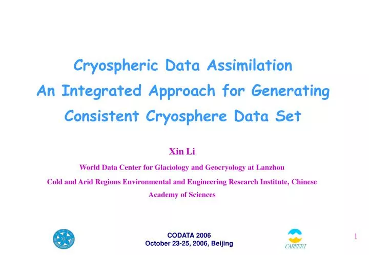 cryospheric data assimilation an integrated approach for generating consistent cryosphere data set