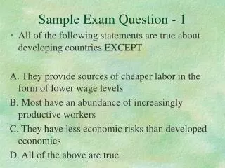Sample Exam Question - 1