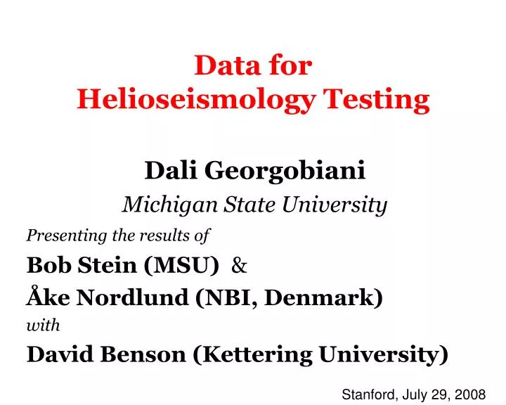 data for helioseismology testing