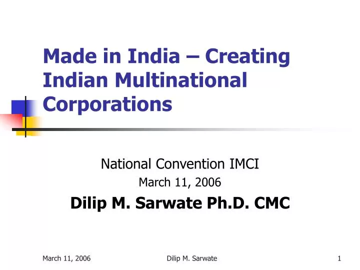 made in india creating indian multinational corporations