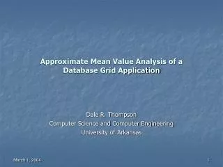 Approximate Mean Value Analysis of a Database Grid Application