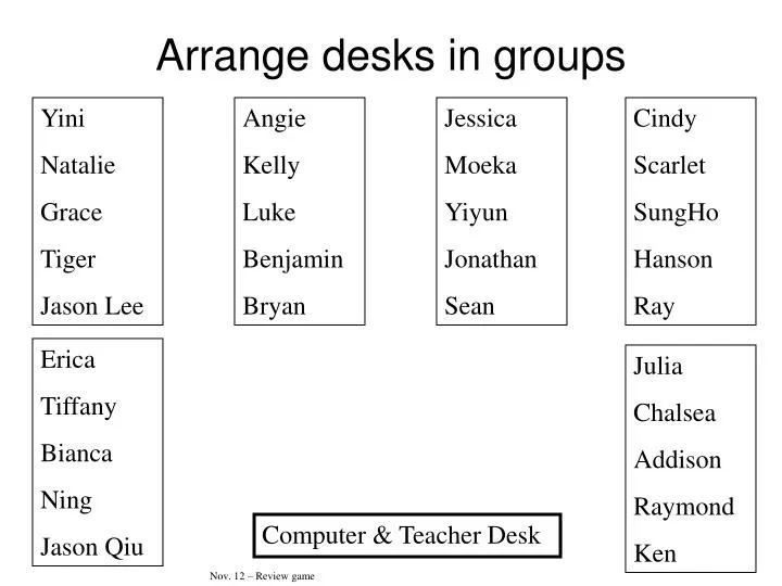 arrange desks in groups