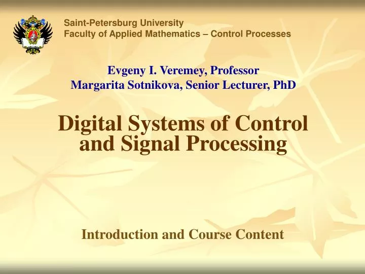 digital systems of control and signal processing