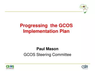 Progressing the GCOS Implementation Plan