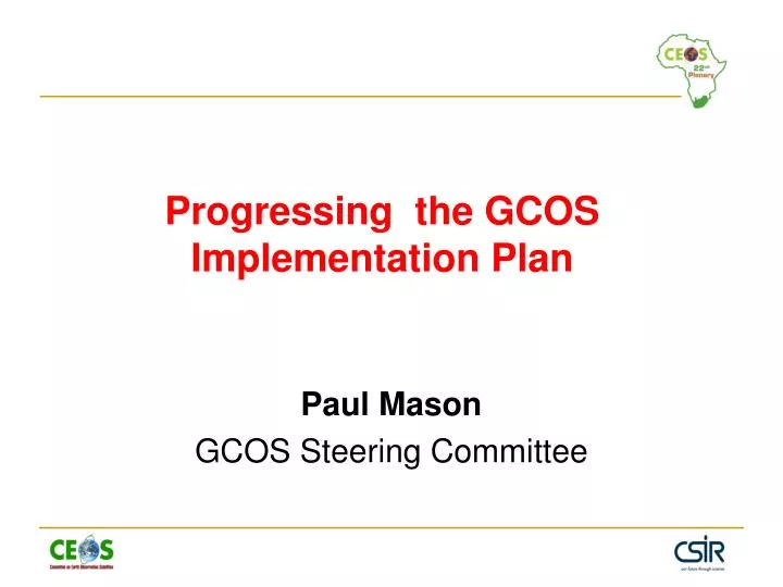 progressing the gcos implementation plan