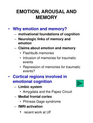 EMOTION, AROUSAL AND MEMORY