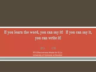 If you learn the word, you can say it! If you can say it, you can write it!