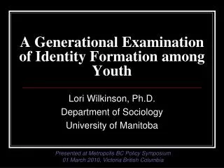 A Generational Examination of Identity Formation among Youth