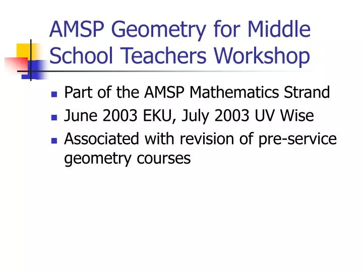 amsp geometry for middle school teachers workshop
