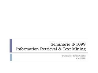 semin rio in1099 information retrieval text mining