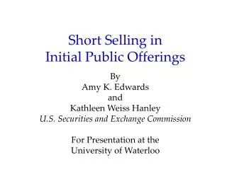 Short Selling in Initial Public Offerings