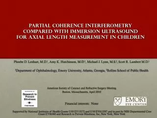 Partial Coherence Interferometry Compared with Immersion Ultrasound
