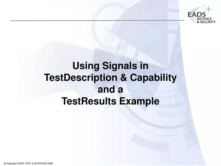 using signals in testdescription capability and a testresults example