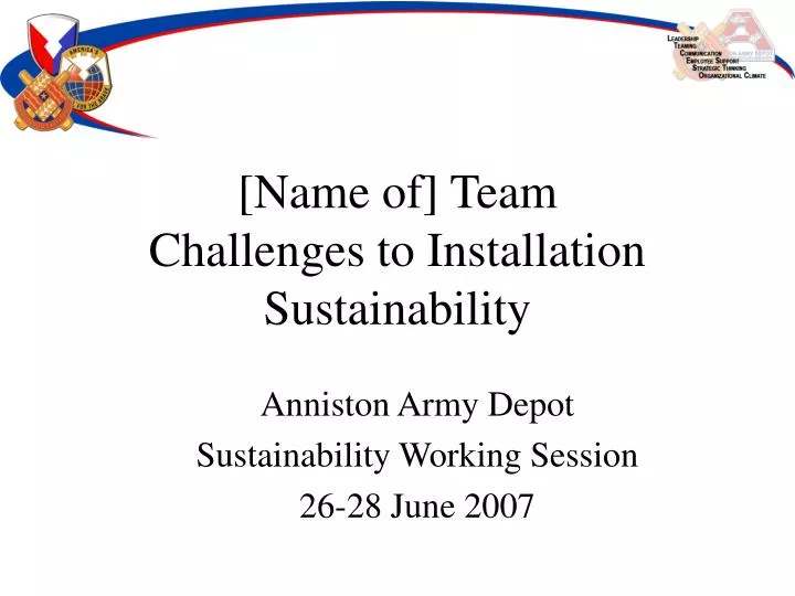 name of team challenges to installation sustainability