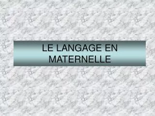 le langage en maternelle