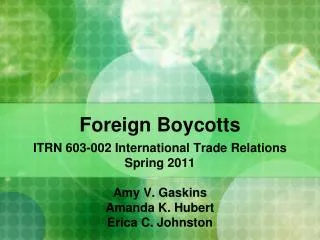 Foreign Boycotts